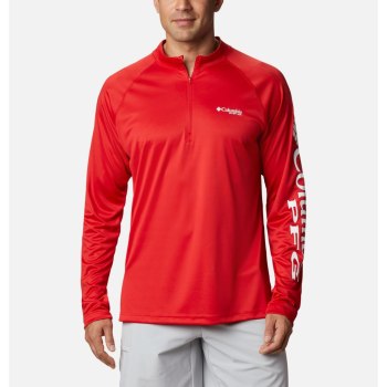 Columbia PFG Terminal Tackle 1/4 Zip Tall, Pullover Rojos Blancos Para Hombre | 827306-NQS